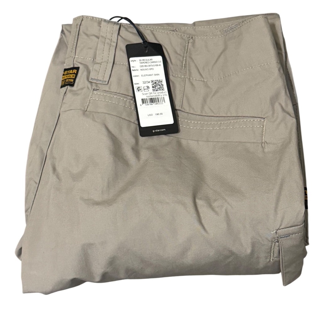 G-Star Raw 3D Regular Tapered Cargo‎ 3.0 Pants Elephant Skin Grey 32x34 D25185